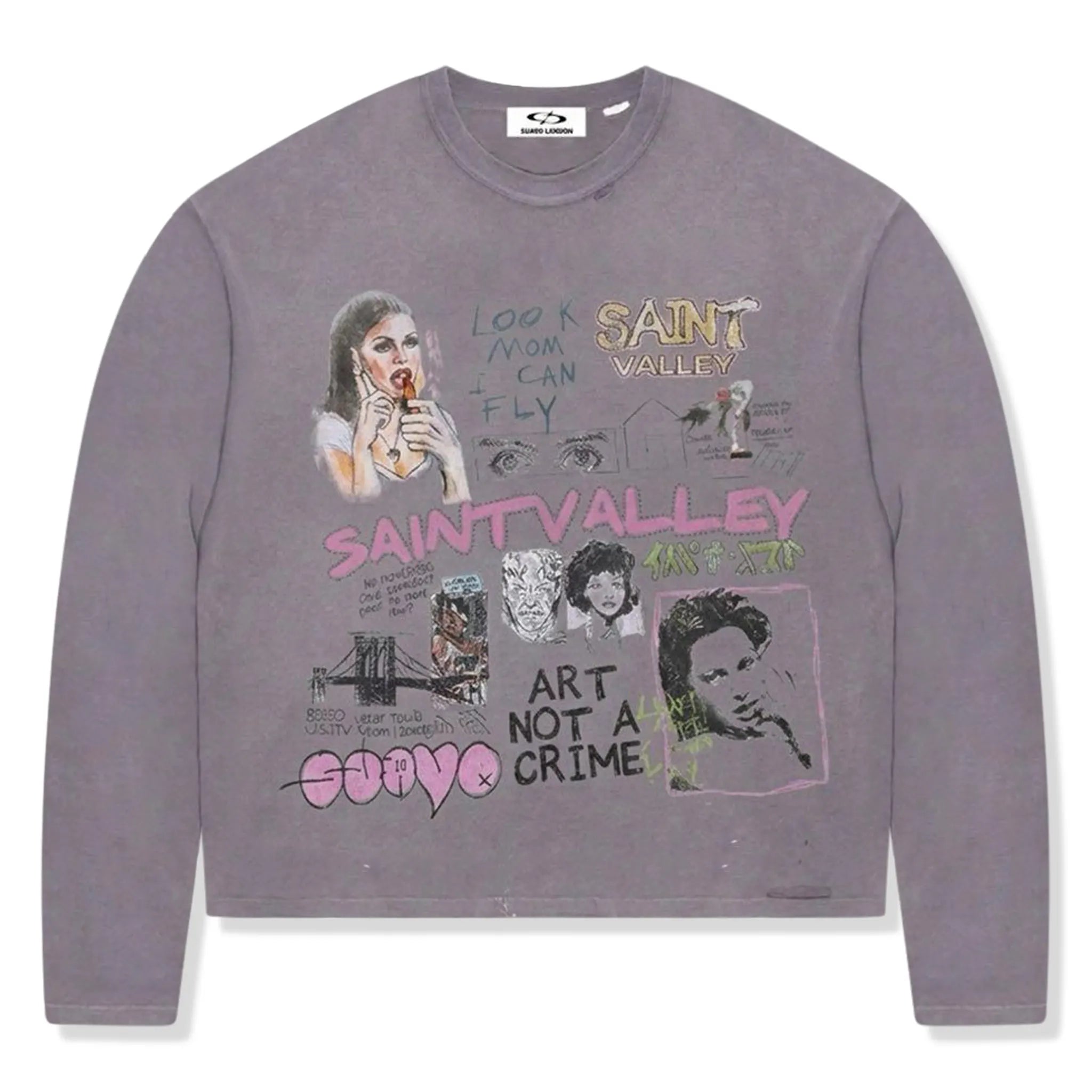 Front View of Suavo London Mom L/S Charcoal T-Shirt